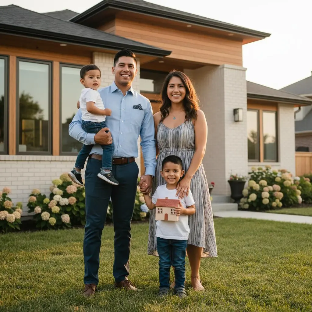 Familia hispana recibiendo llaves de su casa gracias a programas de ayuda en Florida.